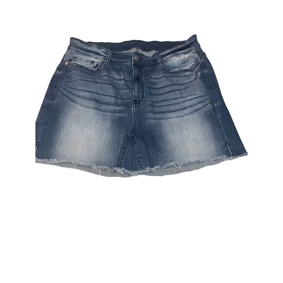 Judy Blue Mid Rise Side Slit Plus Size Cut off Shorts Blue Size 3XL - Picture 1 of 9